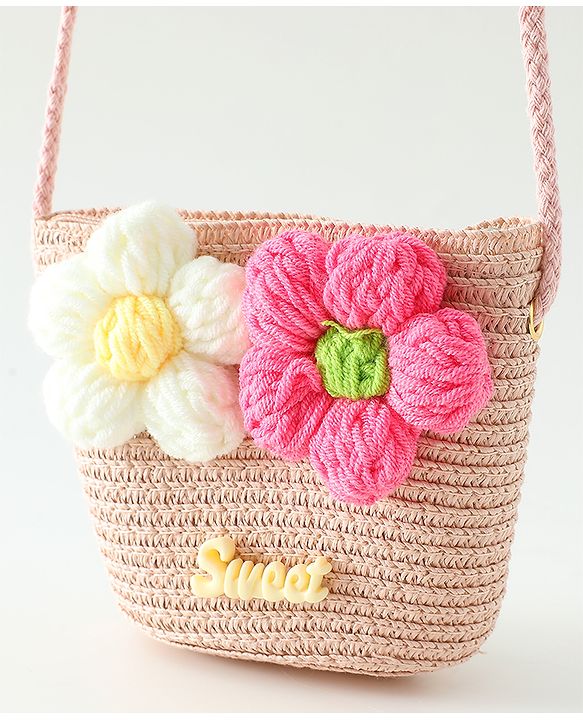 Babyhug Floral Applique Sling Bag Free Size - Orange