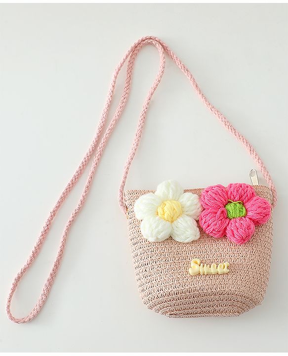 Babyhug Floral Applique Sling Bag Free Size - Orange