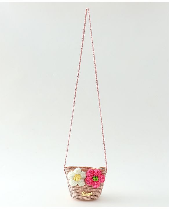 Babyhug Floral Applique Sling Bag Free Size - Orange