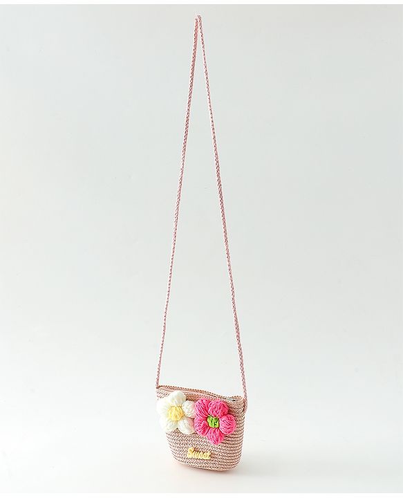 Babyhug Floral Applique Sling Bag Free Size - Orange