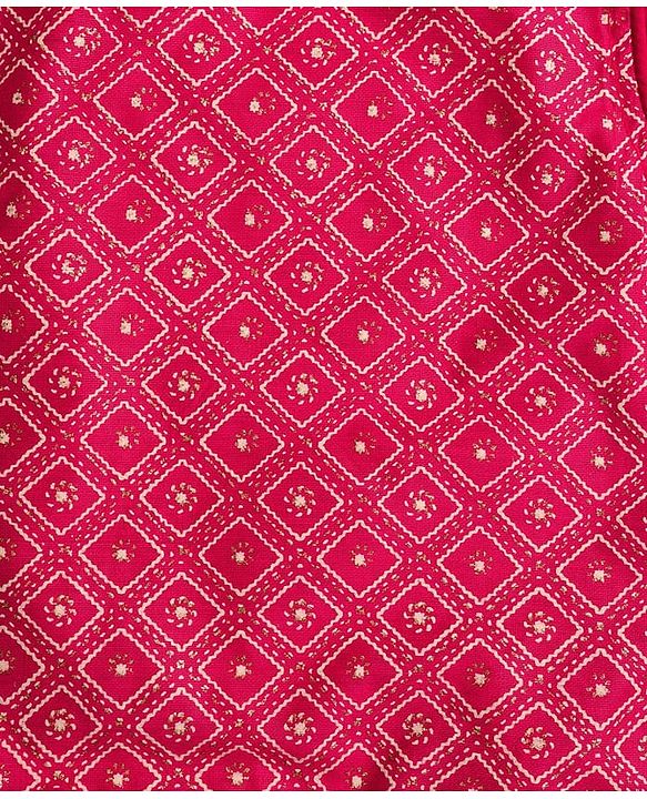 Pine Kids Woven Sleeveless Printed Choli & Lehenga Set With Dupatta - Dark Pink