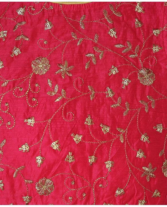 Pine Kids Woven Sleeveless Floral Embroidered & Foil Printed Lehenga Choli Set With Dupatta - Pink