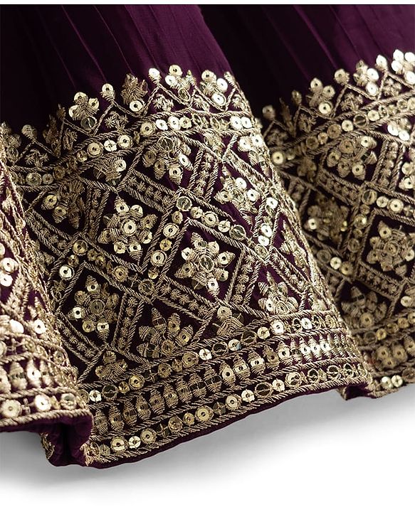 Pine Kids Woven Half Sleeves Lehenga Choli & Dupatta Set With Stone Embellishment - Wine
