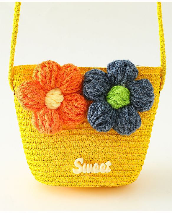Babyhug Floral Applique Sling Bag Free Size - Orange