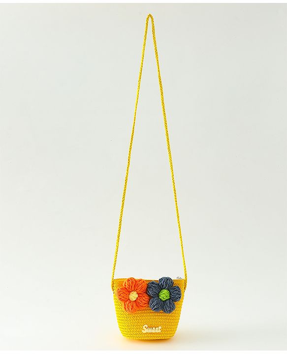 Babyhug Floral Applique Sling Bag Free Size - Orange