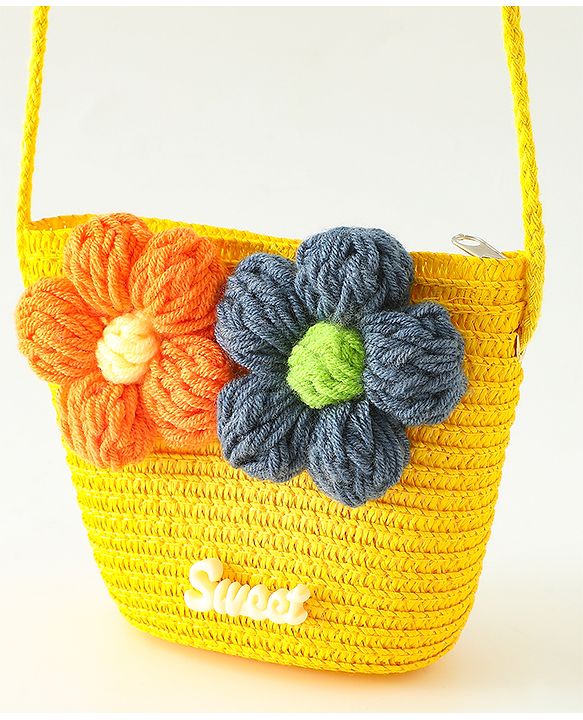 Babyhug Floral Applique Sling Bag Free Size - Orange