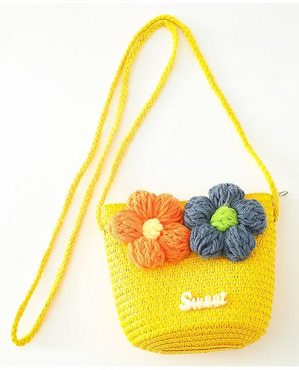 Babyhug Floral Applique Sling Bag Free Size - Orange