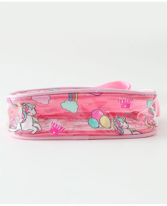 Babyhug Transparent Sling Bag With Unicorn Print - Pink