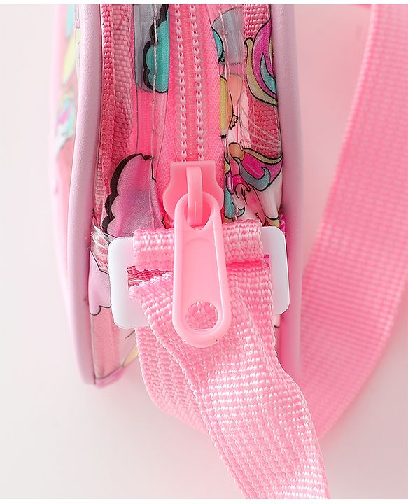 Babyhug Transparent Sling Bag With Unicorn Print - Pink