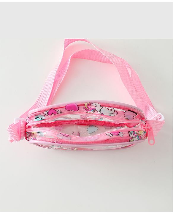 Babyhug Transparent Sling Bag With Unicorn Print - Pink