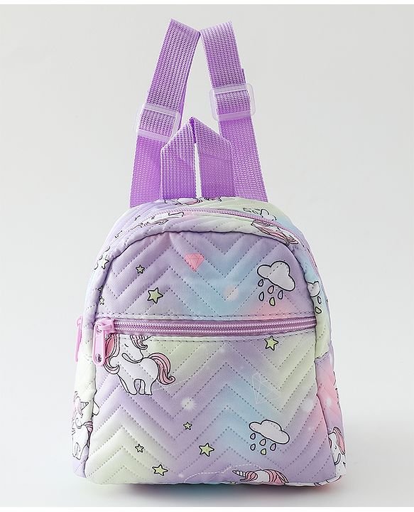 Babyhug Free Size Fashion Backpack With Unicorn Print - Purple