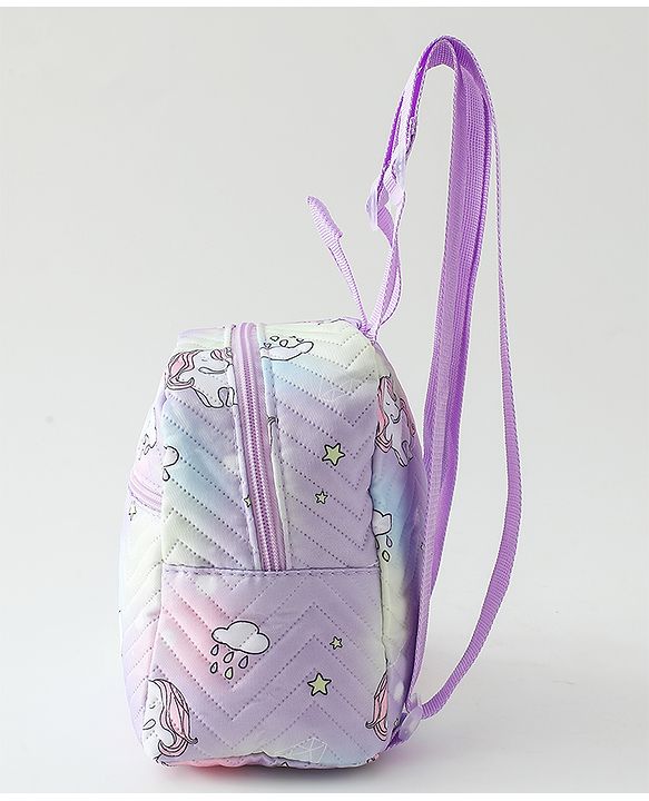 Babyhug Free Size Fashion Backpack With Unicorn Print - Purple