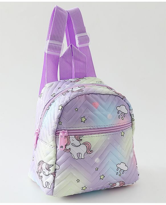 Babyhug Free Size Fashion Backpack With Unicorn Print - Purple