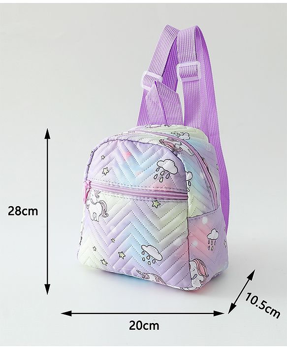 Babyhug Free Size Fashion Backpack With Unicorn Print - Purple