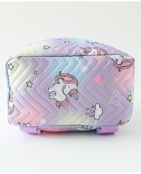 Babyhug Free Size Fashion Backpack With Unicorn Print - Purple