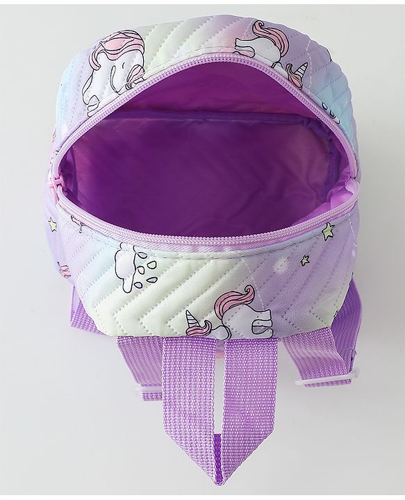 Babyhug Free Size Fashion Backpack With Unicorn Print - Purple