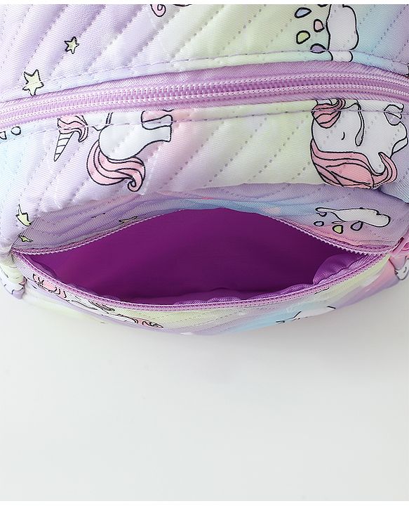 Babyhug Free Size Fashion Backpack With Unicorn Print - Purple
