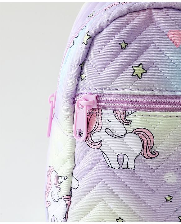Babyhug Free Size Fashion Backpack With Unicorn Print - Purple