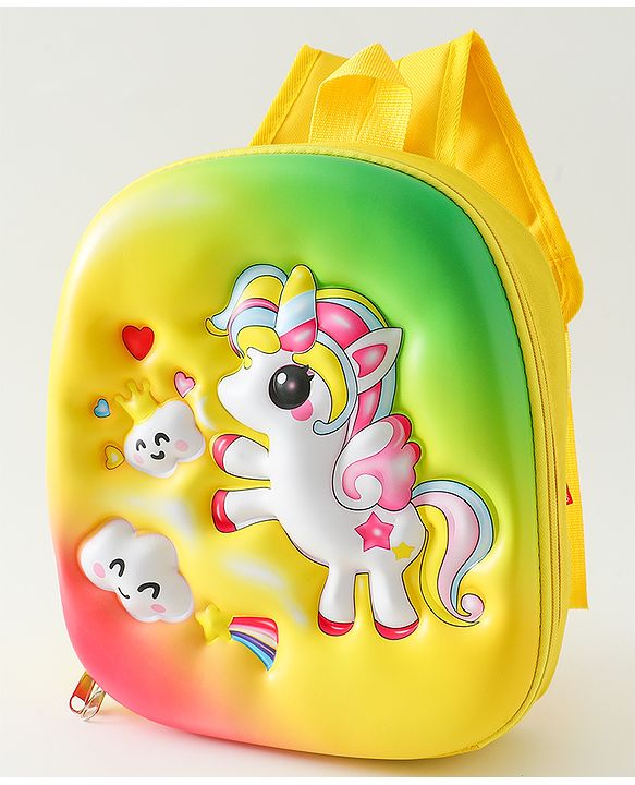 Babyhug Free Size Fashion Backpack With Unicorn Print - Yellow