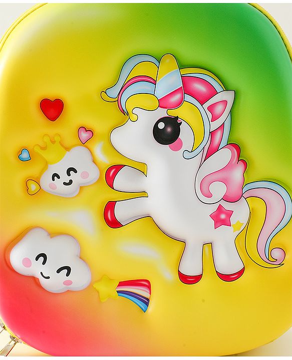 Babyhug Free Size Fashion Backpack With Unicorn Print - Yellow