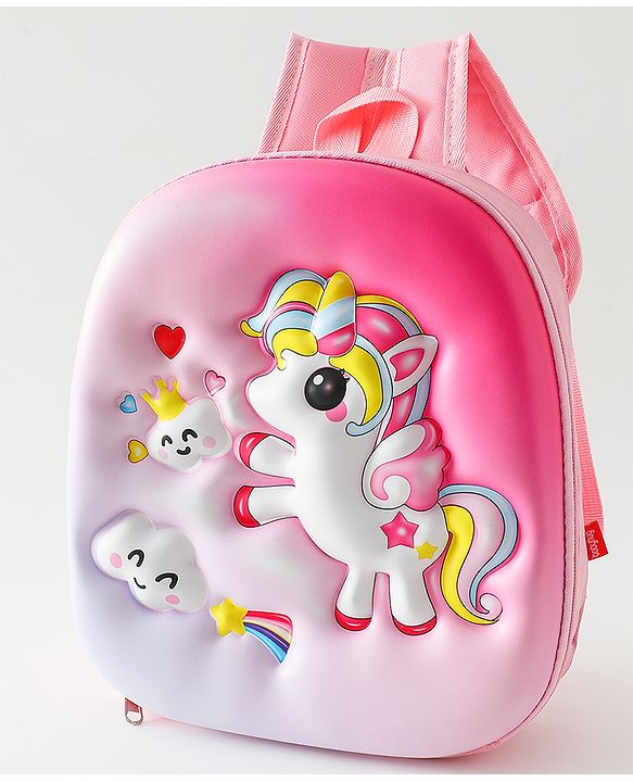 Babyhug Free Size Fashion Backpack With Unicorn Print - Yellow