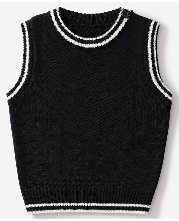 Babyhug Knit Sleeveless Vest Sweater - Black