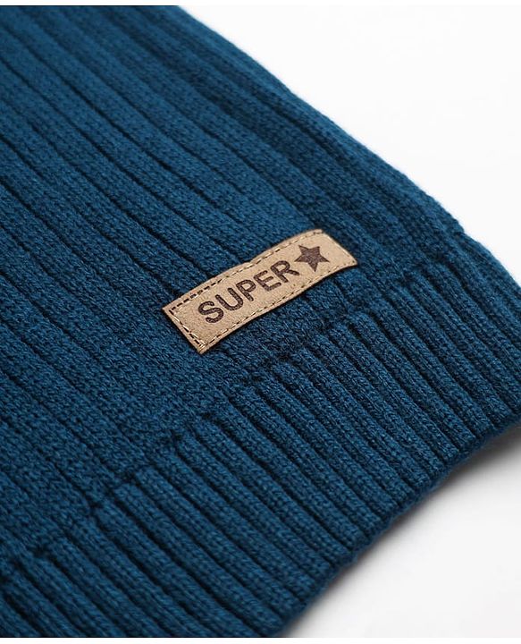 Babyhug Knit Full Sleeves Striped Pullover With Patch - Navy Blue