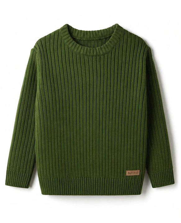 Babyhug Knit Full Sleeves Striped Pullover With Patch - Navy Blue