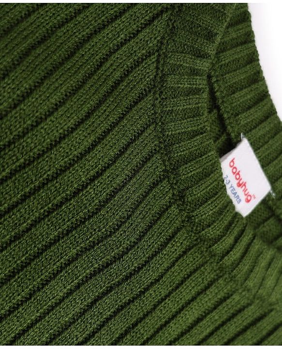 Babyhug Knit Full Sleeves Striped Pullover With Patch - Navy Blue