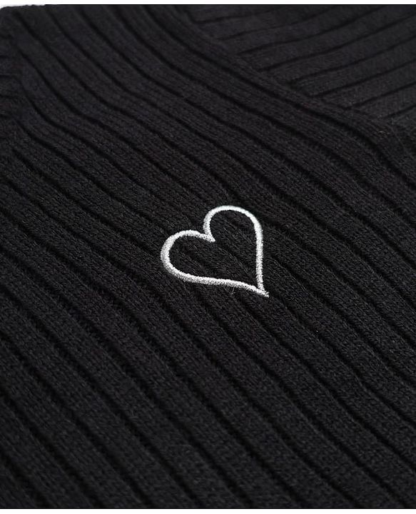 Babyhug Knit Full Sleeves Hearts Embroidered Pullover Sweater - Black