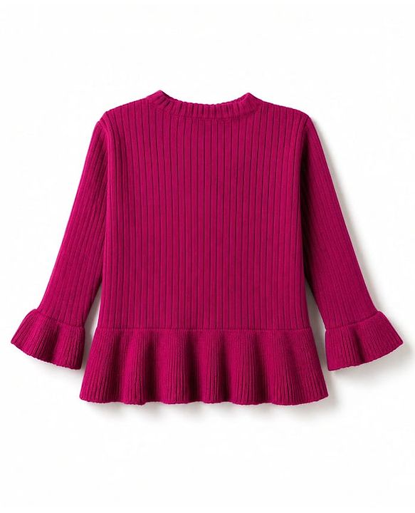 Babyhug Knit Full Sleeves Pullover with Heart Embroidery -  Maroon