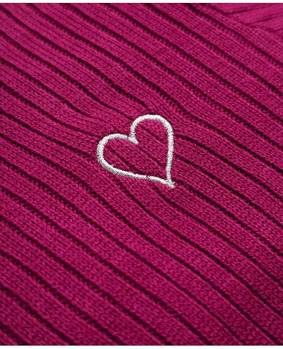Babyhug Knit Full Sleeves Pullover with Heart Embroidery -  Maroon