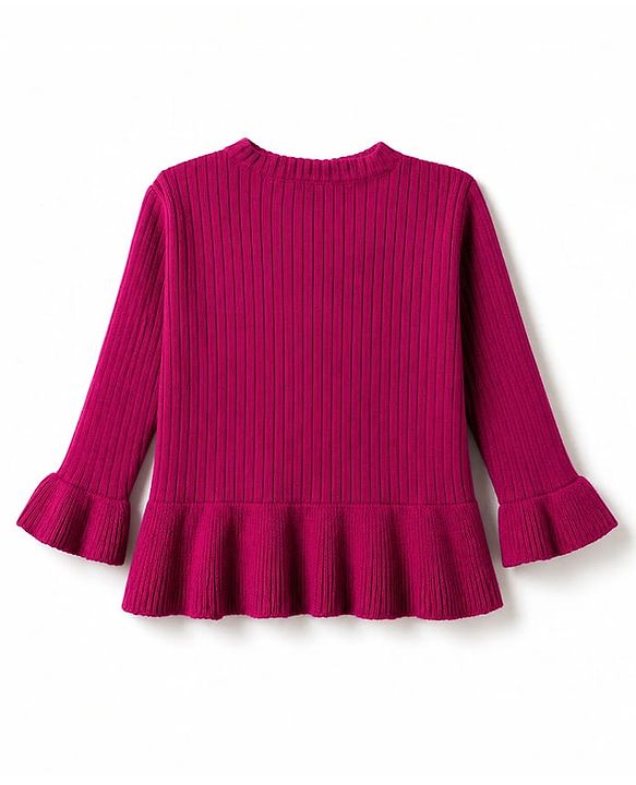 Babyhug Knit Full Sleeves Hearts Embroidered Pullover Sweater - Black