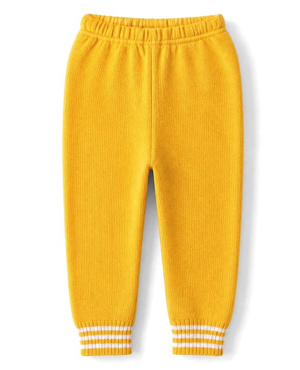 Babyhug Knit Full Sleeves Striped Sweater Set - Yellow