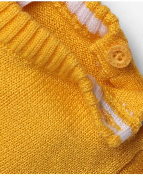 Babyhug Knit Full Sleeves Striped Sweater Set - Yellow