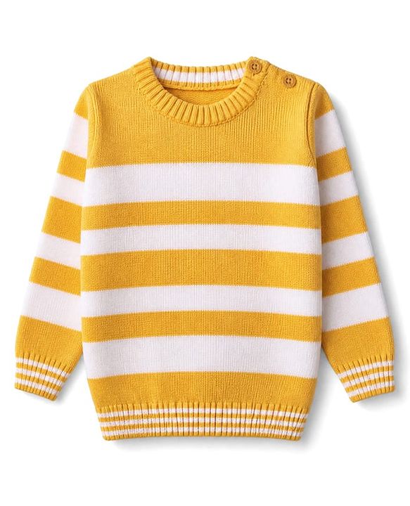 Babyhug Knit Full Sleeves Striped Sweater Set - Yellow