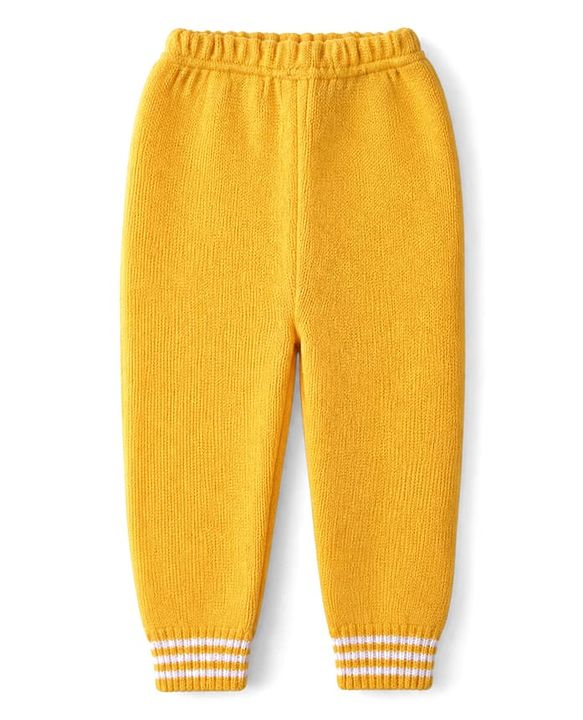 Babyhug Knit Full Sleeves Striped Sweater Set - Yellow
