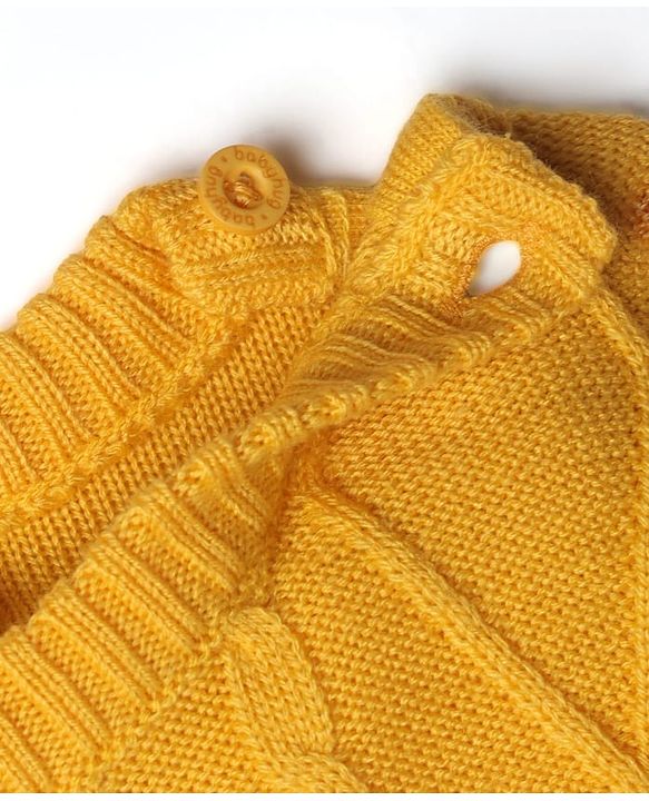 Babyhug Knit Full Sleeves Color Block Sweater Set - Yellow