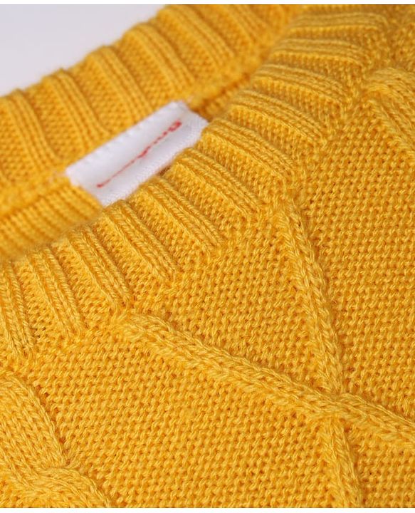 Babyhug Knit Full Sleeves Color Block Sweater Set - Yellow