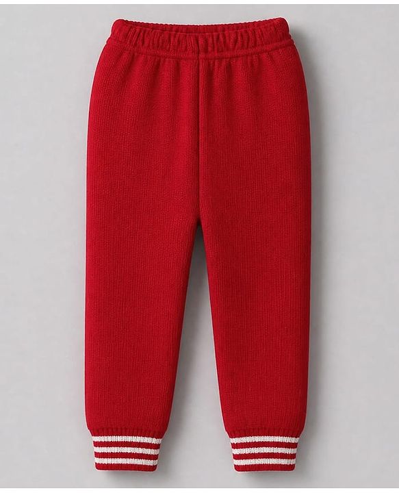 Babyhug Knit Full Sleeves Stripped Sweater Set - Red