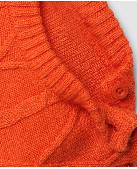 Babyhug Knit Full Sleeves Color Block Sweater Set - Orange Grey