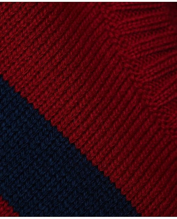 Babyhug Knit Full Sleeves Stripped Sweater Set - Red Navy Blue