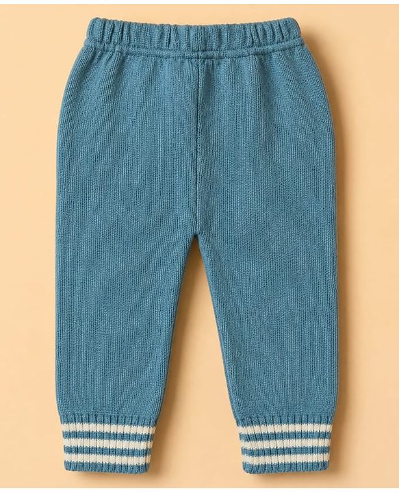 Babyhug Knit Full Sleeves Sweater and Pants Set with Cable Knit Design - White & Green