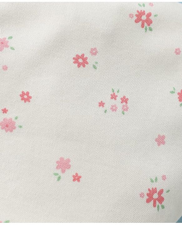 Babyhug 100% Cotton Interlock Printed Knit Baby Caps in White - Diameter 13 cm