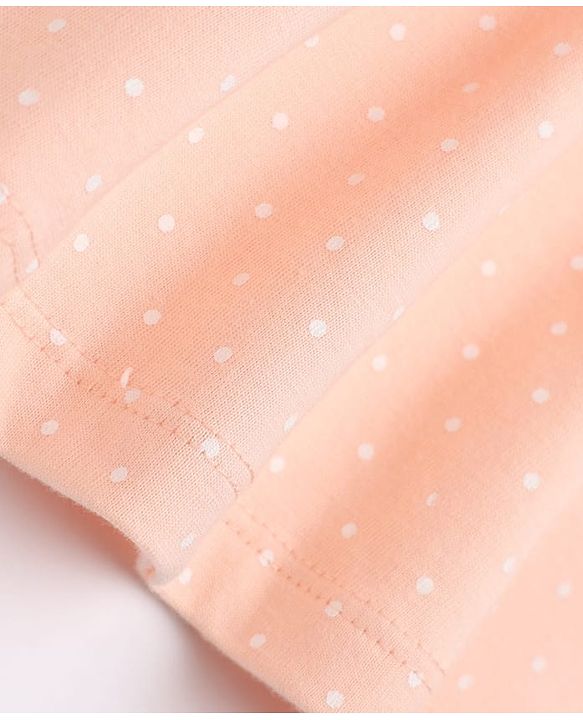 Babyhug 100% Cotton Single Jersey Knit Sleeveless One Piece Dress with Polka Dots Print - Peach