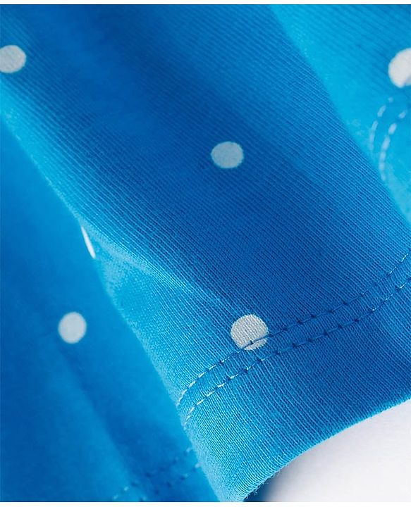 Babyhug 100% Cotton Knit Sleeveless Polka Dots Printed Frock - Blue