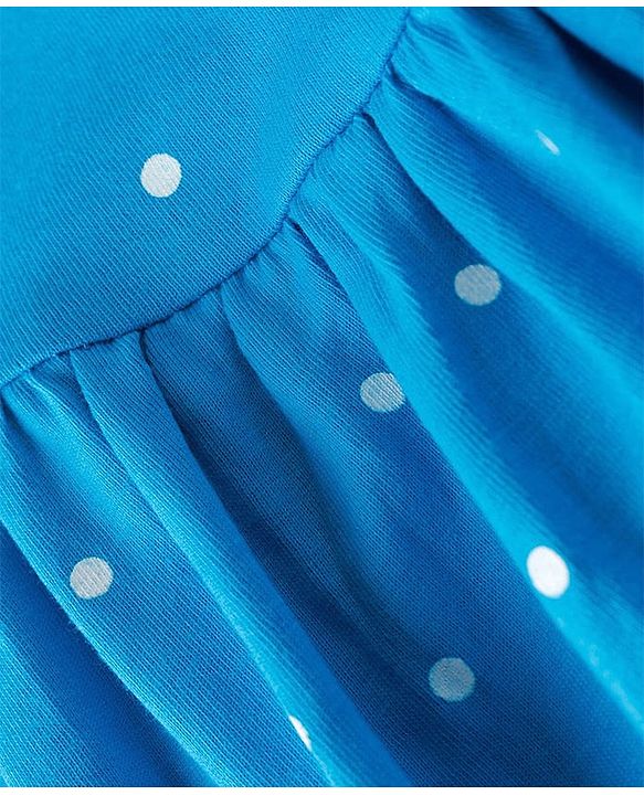 Babyhug 100% Cotton Knit Sleeveless Polka Dots Printed Frock - Blue