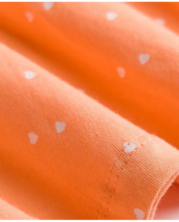 Babyhug 100% Cotton Knit Sleeveless Printed Frock - Orange
