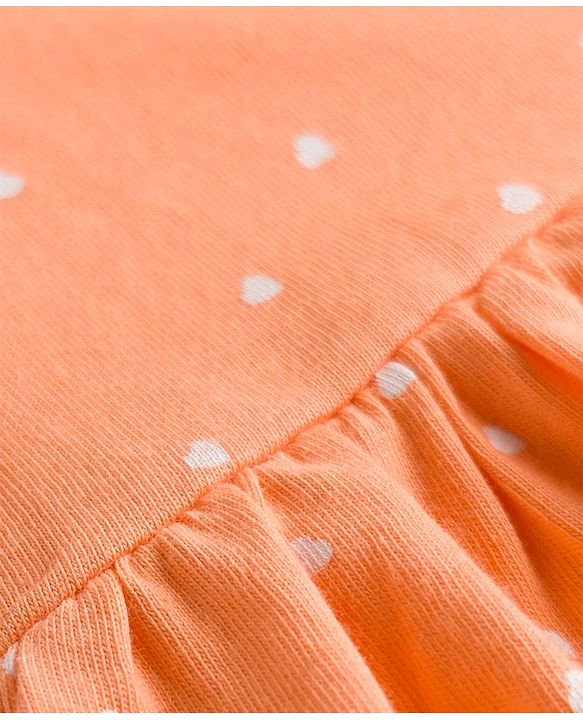 Babyhug 100% Cotton Knit Sleeveless Printed Frock - Orange