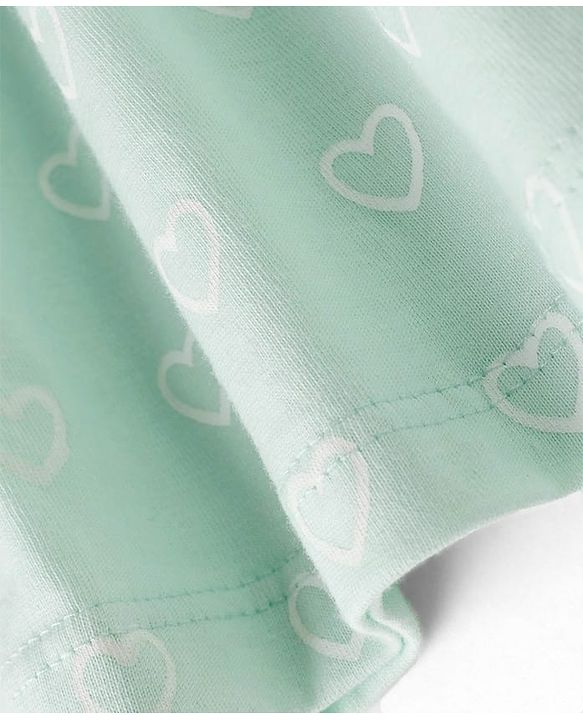 Babyhug 100% Cotton Knit Sleeveless Hearts Printed Frock - Light Green